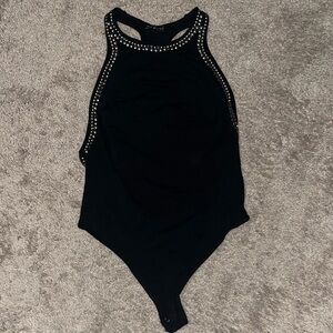 Express Black Studded Halter Bodysuit